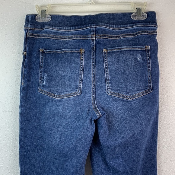 SPANX dark wash released raw hem skinny jeans jeggings Tummy smoother panel EUC - Picture 4 of 15